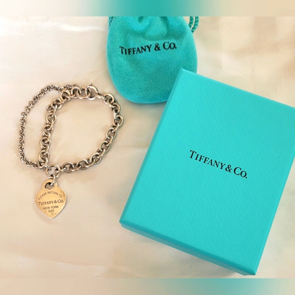 AUTHENTIC - TIFFANY & CO - Return To Tiffany's Double Chain Bracelet, heart tag
